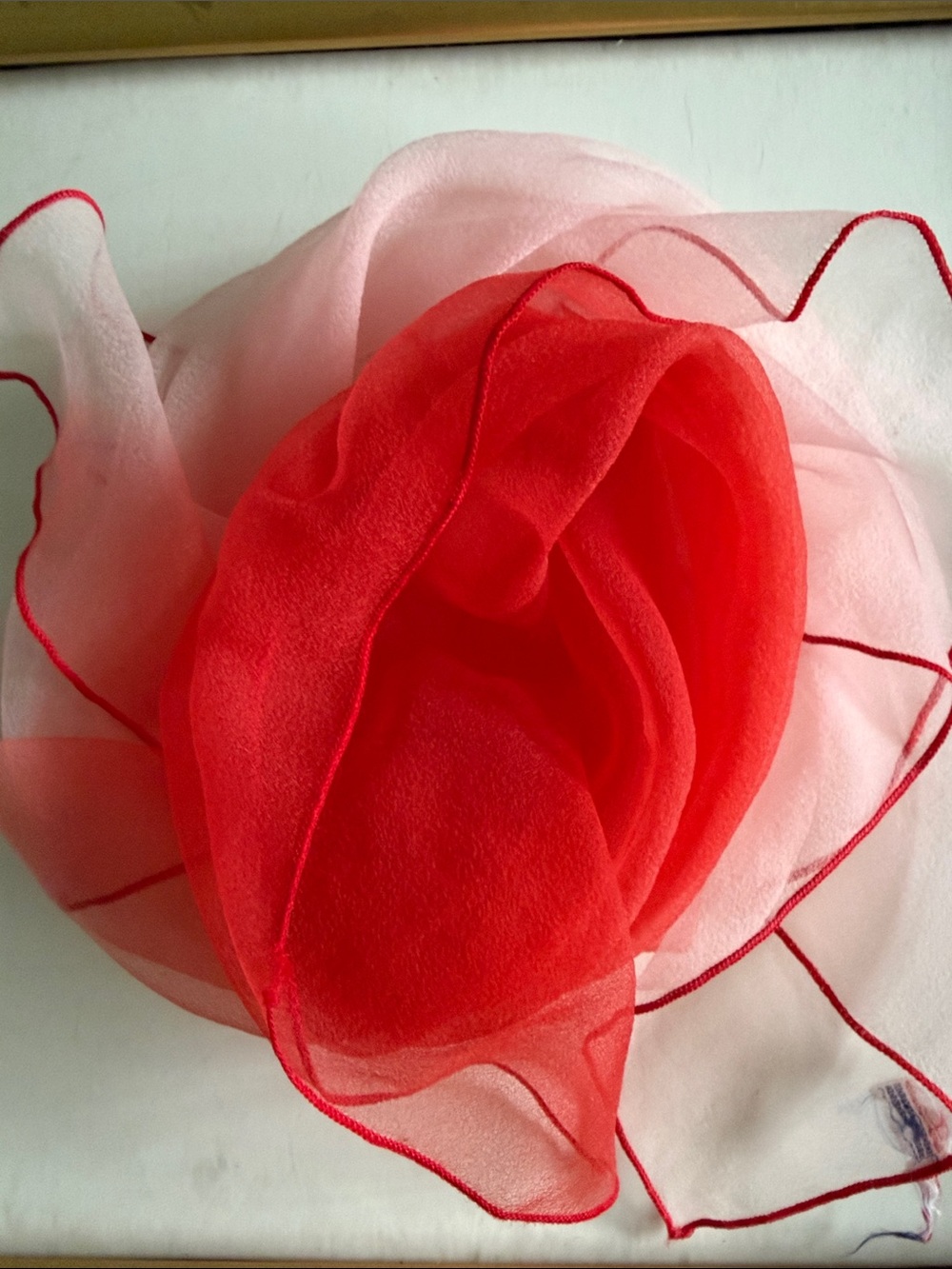 VTG Paoli Japan Ombre Sheer Nylon Chiffon Scarf Red Pink RN 20496